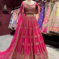 Rani Pink Zari Embroidered Bridal Lehenga