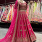 Rani Pink Zari Embroidered Bridal Lehenga