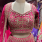 Rani Pink Zari Embroidered Bridal Lehenga