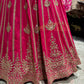 Rani Pink Zari Embroidered Bridal Lehenga