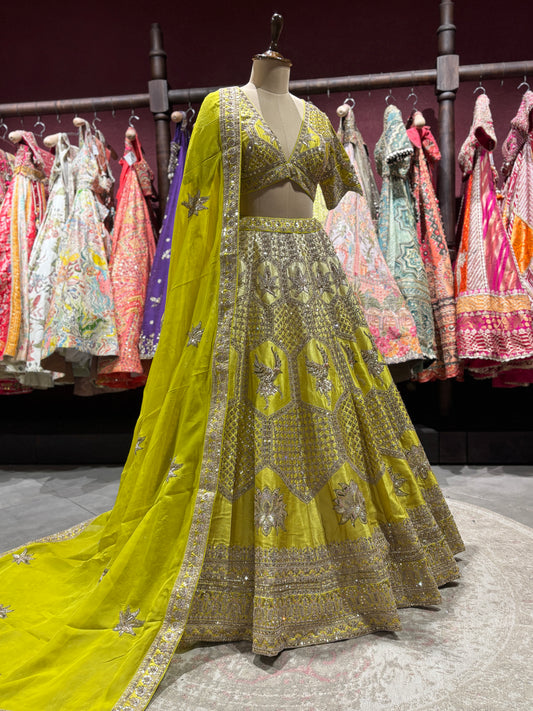 Radiant Sunflare Designer Lehenga With Heritage Embroidery
