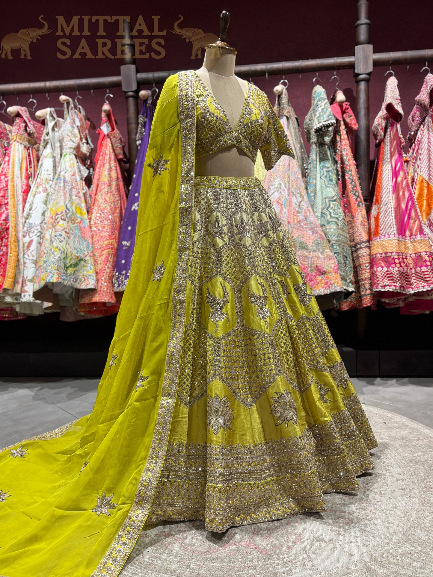 Mustard Yellow Heavy Embroidered Bridal Lehenga