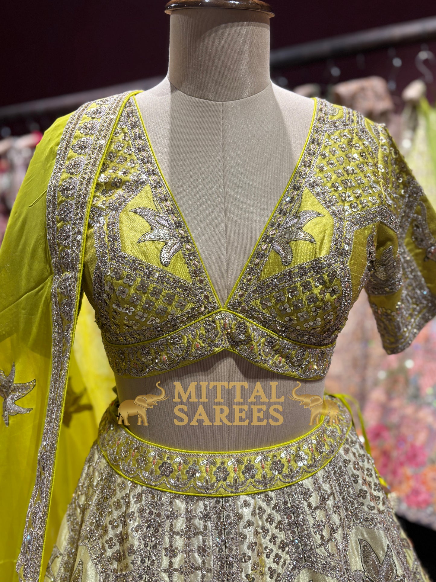 Mustard Yellow Heavy Embroidered Bridal Lehenga