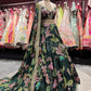 Bottle Green Floral Printed Designer Lehenga