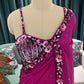 Magenta Embellished Saree with Sequin Floral Border