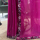 Magenta Embellished Saree with Sequin Floral Border