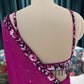 Magenta Embellished Saree with Sequin Floral Border