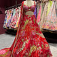 Red Floral Printed Designer Lehenga