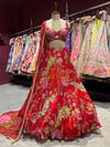 Red Floral Printed Designer Lehenga