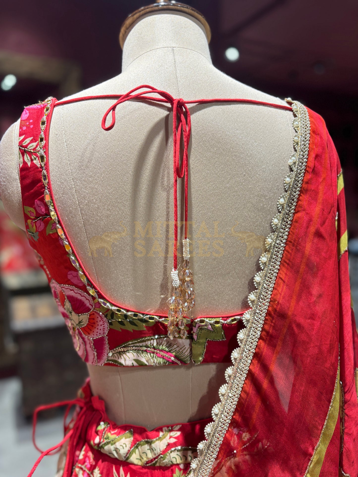 Red Floral Printed Designer Lehenga