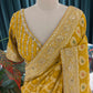 Mustard Yellow Bandhani Saree with Traditional Embroidery
