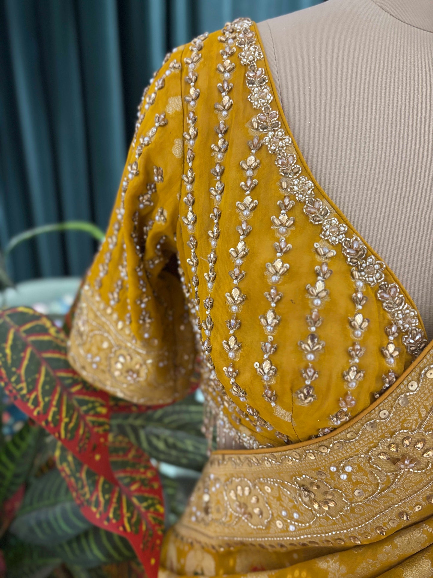 Mustard Yellow Bandhani Saree with Traditional Embroidery