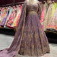 Mauve Purple Embroidered Bridal Lehenga
