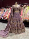Mauve Purple Embroidered Bridal Lehenga