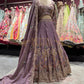 Mauve Purple Embroidered Bridal Lehenga