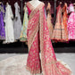 Rani Designer Saree with Heavy Golden Zari Embroidery & Embellished Border