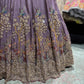 Mauve Purple Embroidered Bridal Lehenga