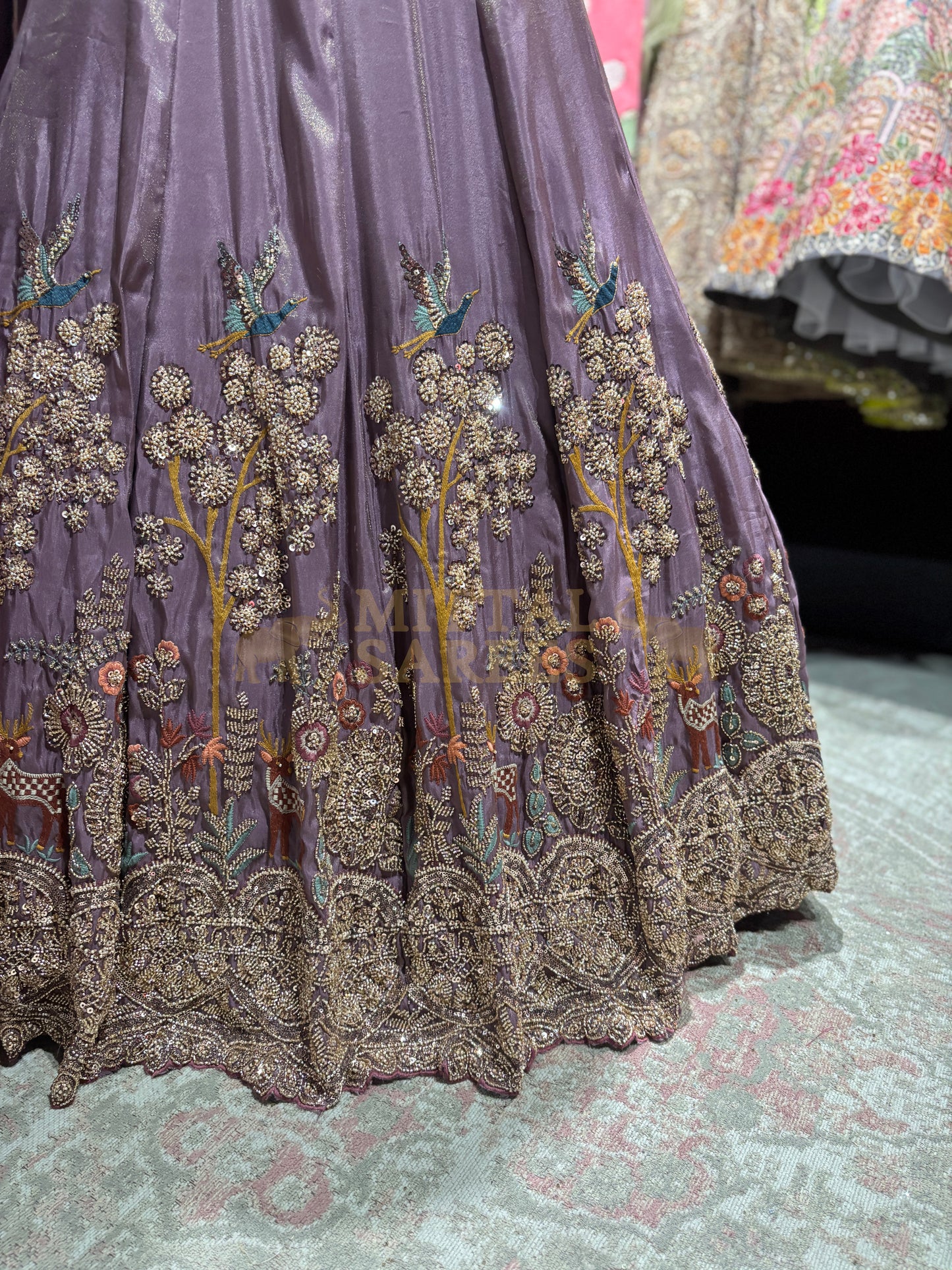 Mauve Purple Embroidered Bridal Lehenga