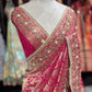 Rani Designer Saree with Heavy Golden Zari Embroidery & Embellished Border