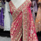 Rani Designer Saree with Heavy Golden Zari Embroidery & Embellished Border