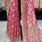 Rani Designer Saree with Heavy Golden Zari Embroidery & Embellished Border