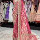 Rani Designer Saree with Heavy Golden Zari Embroidery & Embellished Border