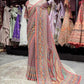 Multicolor Designer Saree with Embellished Border & Statement Pallu