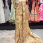 Golden Designer Saree with Floral Embroidery & Sequin Detailing