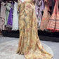 Golden Designer Saree with Floral Embroidery & Sequin Detailing