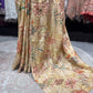 Golden Designer Saree with Floral Embroidery & Sequin Detailing