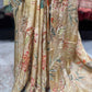 Golden Designer Saree with Floral Embroidery & Sequin Detailing