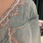 Sea Green Embroidered Saree With Sequin Border Party Wear