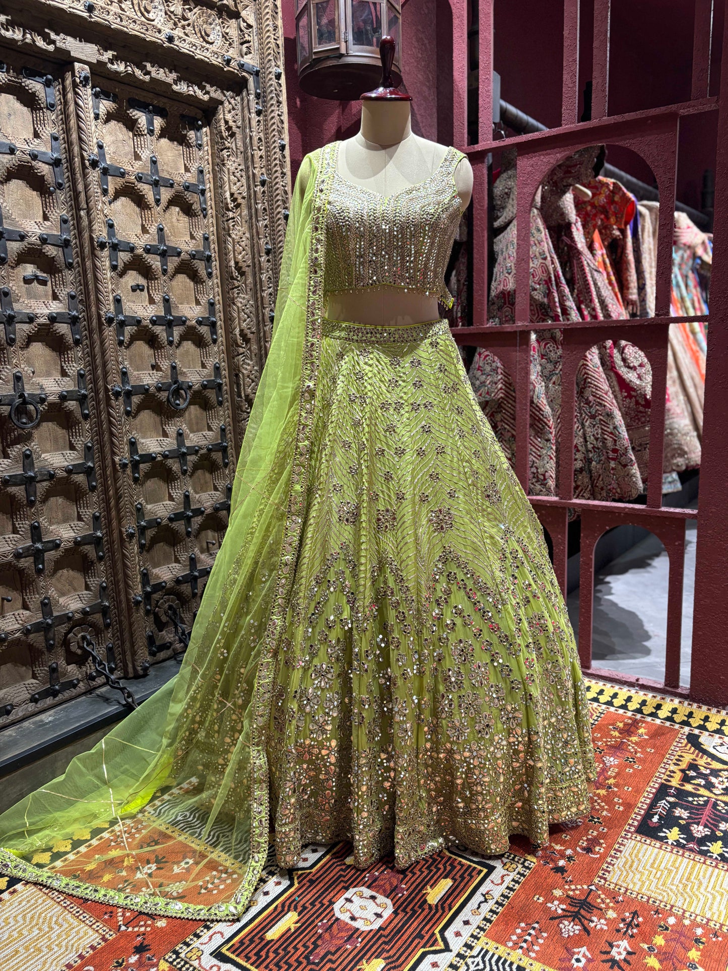 Indian Lehenga with Exquisite Embroidery and Ornate Detailing
