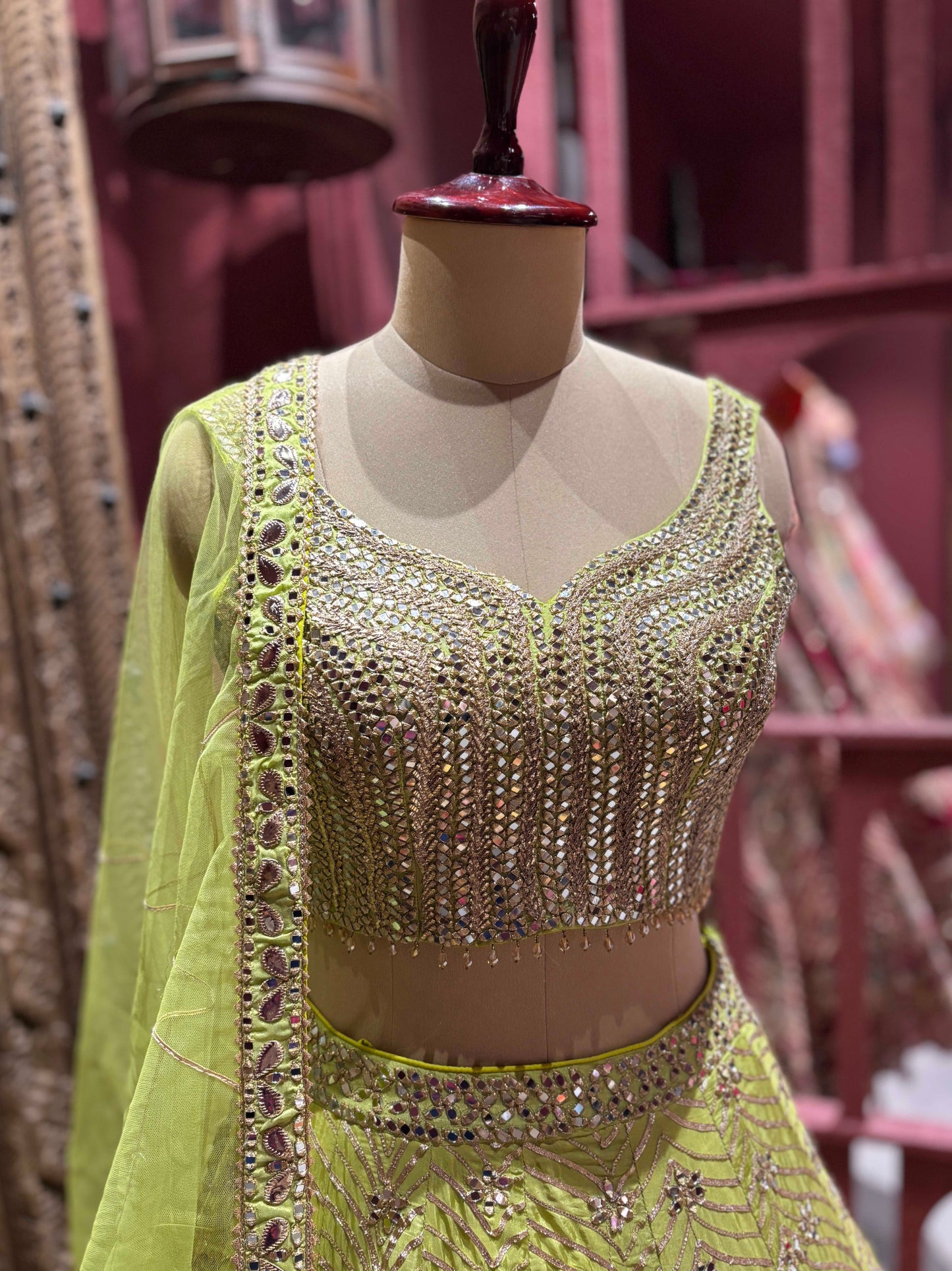 Indian Lehenga with Exquisite Embroidery and Ornate Detailing