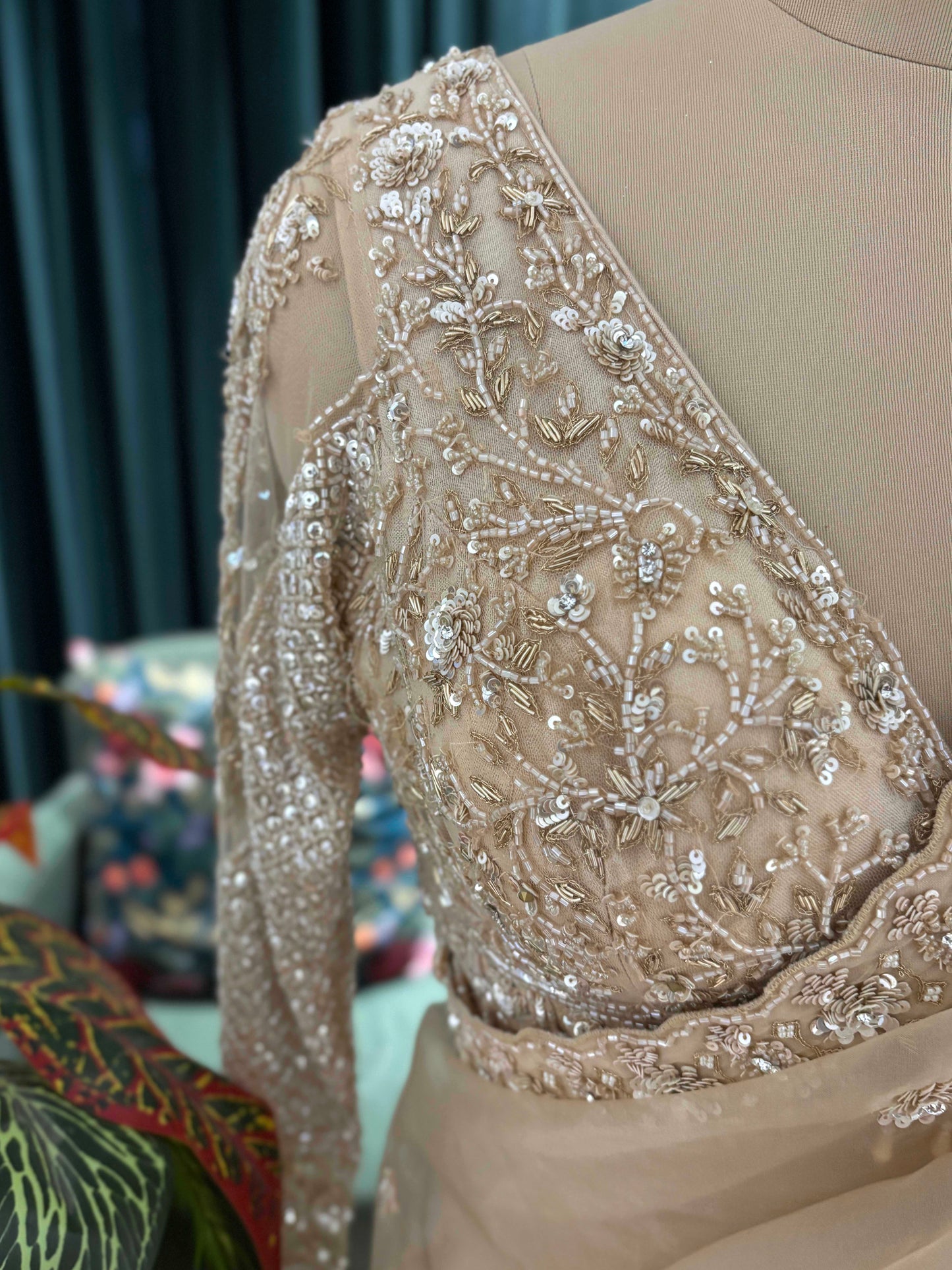 Champagne Gold Saree with Heavy Embroidery Border