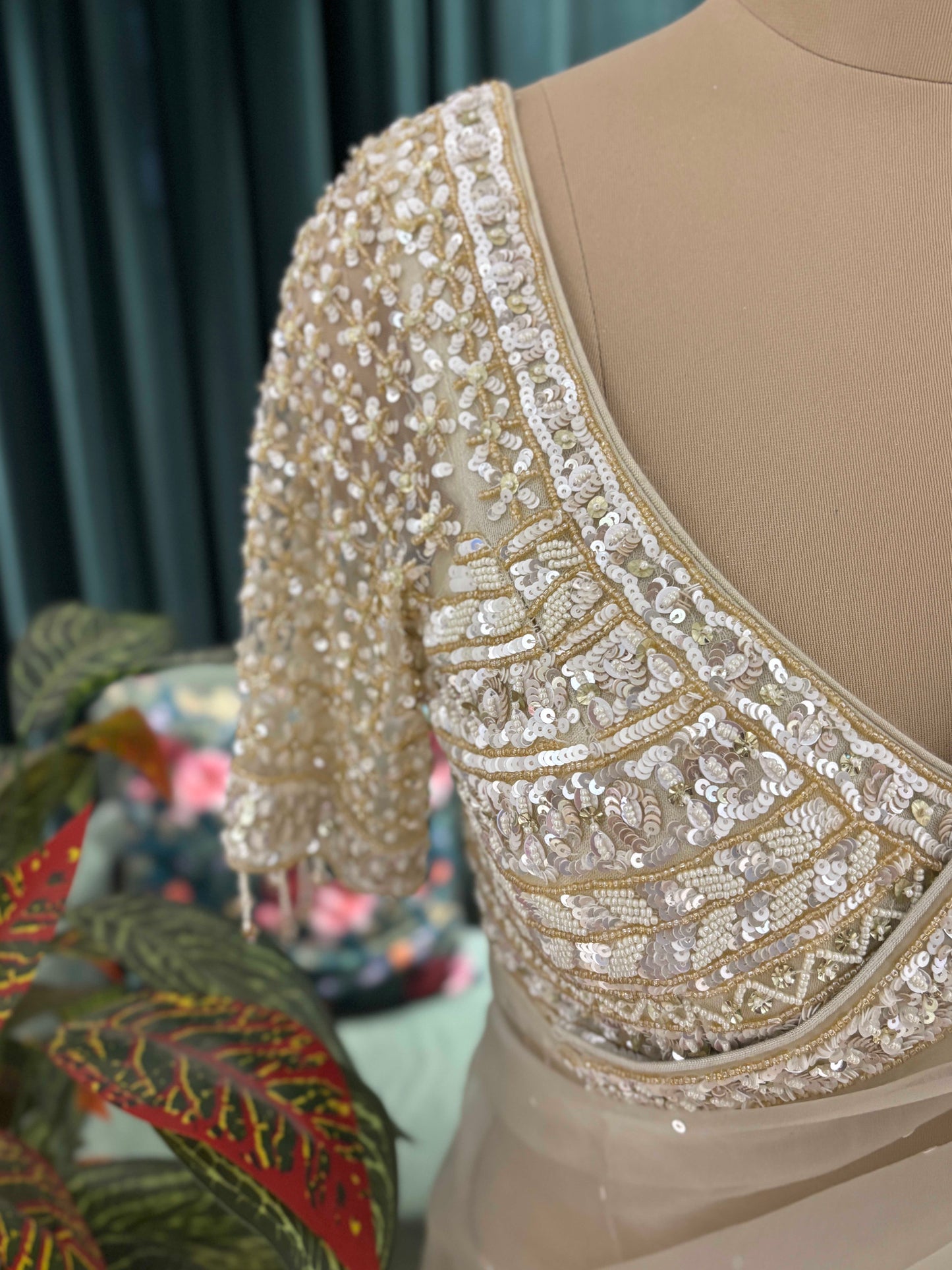 Ivory Embroidered Saree with Heavy Work Blouse