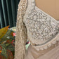 Ivory Grey Net Saree with Heavy Embroidered Blouse
