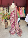 Wine Designer Saree with Heavy Embroidered Border & Floral Print Work