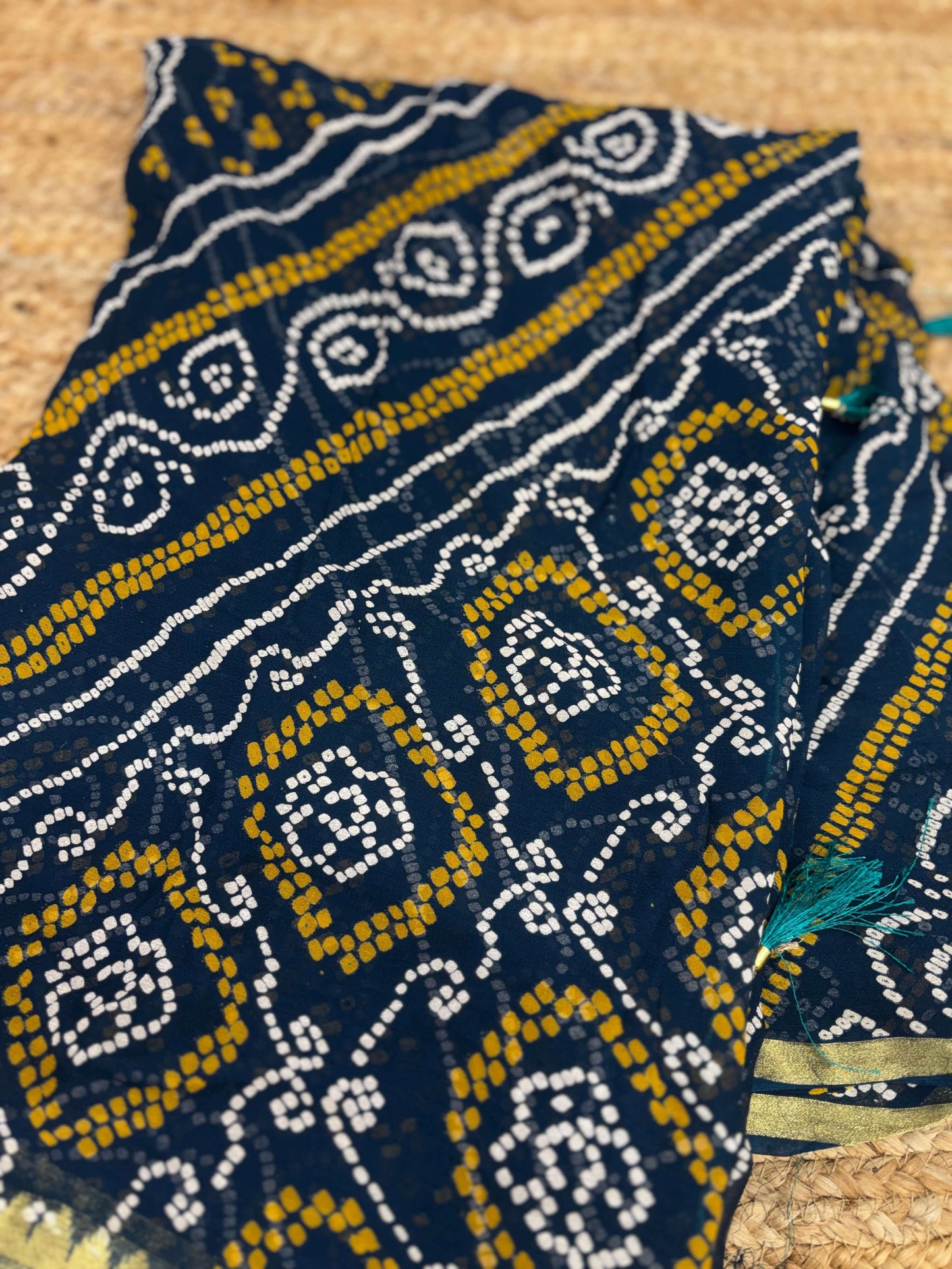 Classic Bandhani Motif Saree With Rich Heritage Woven Border