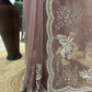 Mauve Embroidered Saree with Scalloped Floral Border