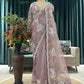 Mauve Embroidered Saree with Scalloped Floral Border