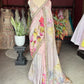 Pastel Pink Designer Saree with Floral Print & Embellished Border