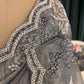 Slate Grey Embroidered Saree with Scalloped Border