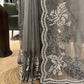 Slate Grey Embroidered Saree with Scalloped Border