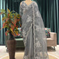 Slate Grey Embroidered Saree with Scalloped Border