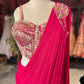 Hot Pink Designer Saree with Embellished Blouse & Ready-to-Wear Drape