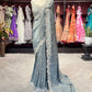 Grey Designer Saree with Pearl Embellished Border