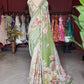 Pastel Green Floral Designer Saree with Embellished Border