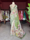 Pastel Green Floral Designer Saree with Embellished Border