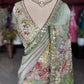 Pastel Green Floral Designer Saree with Embellished Border